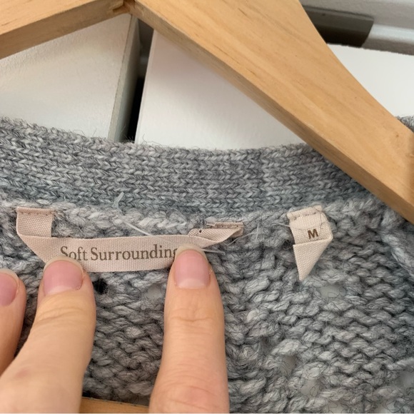 Soft Surrounding Cardigan Sweater Open Front Chunky Knit Patch Pocket Size M - Picture 5 of 7